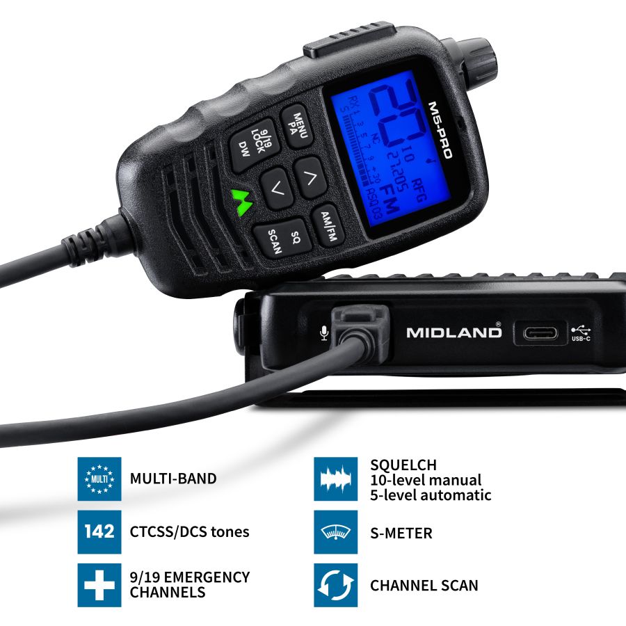 Midland M5 PRO – CB pour Véhicules