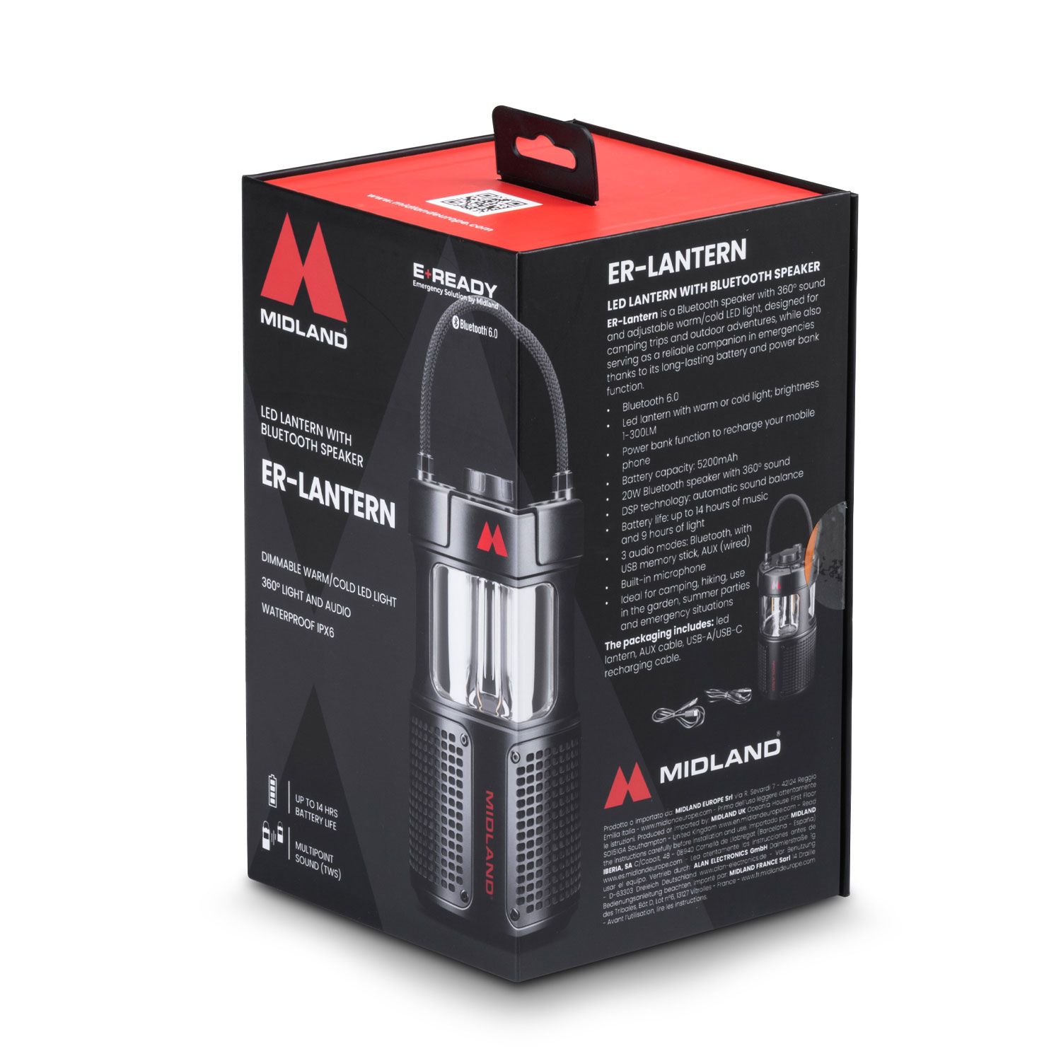 ER LANTERN Lanterne LED avecenceinte Bluetooth