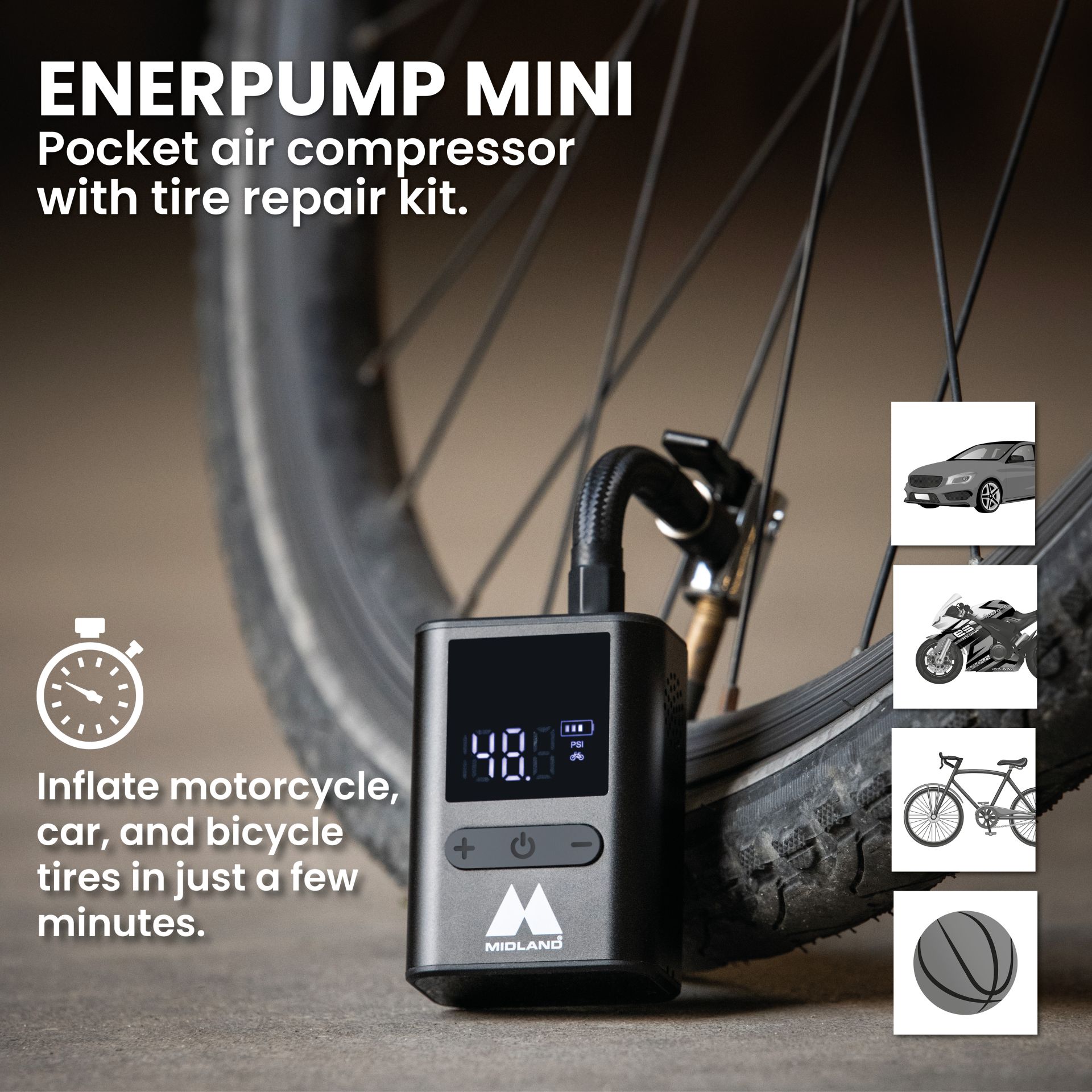 Enerpump Mini - Batterie externe avec compresseur à air